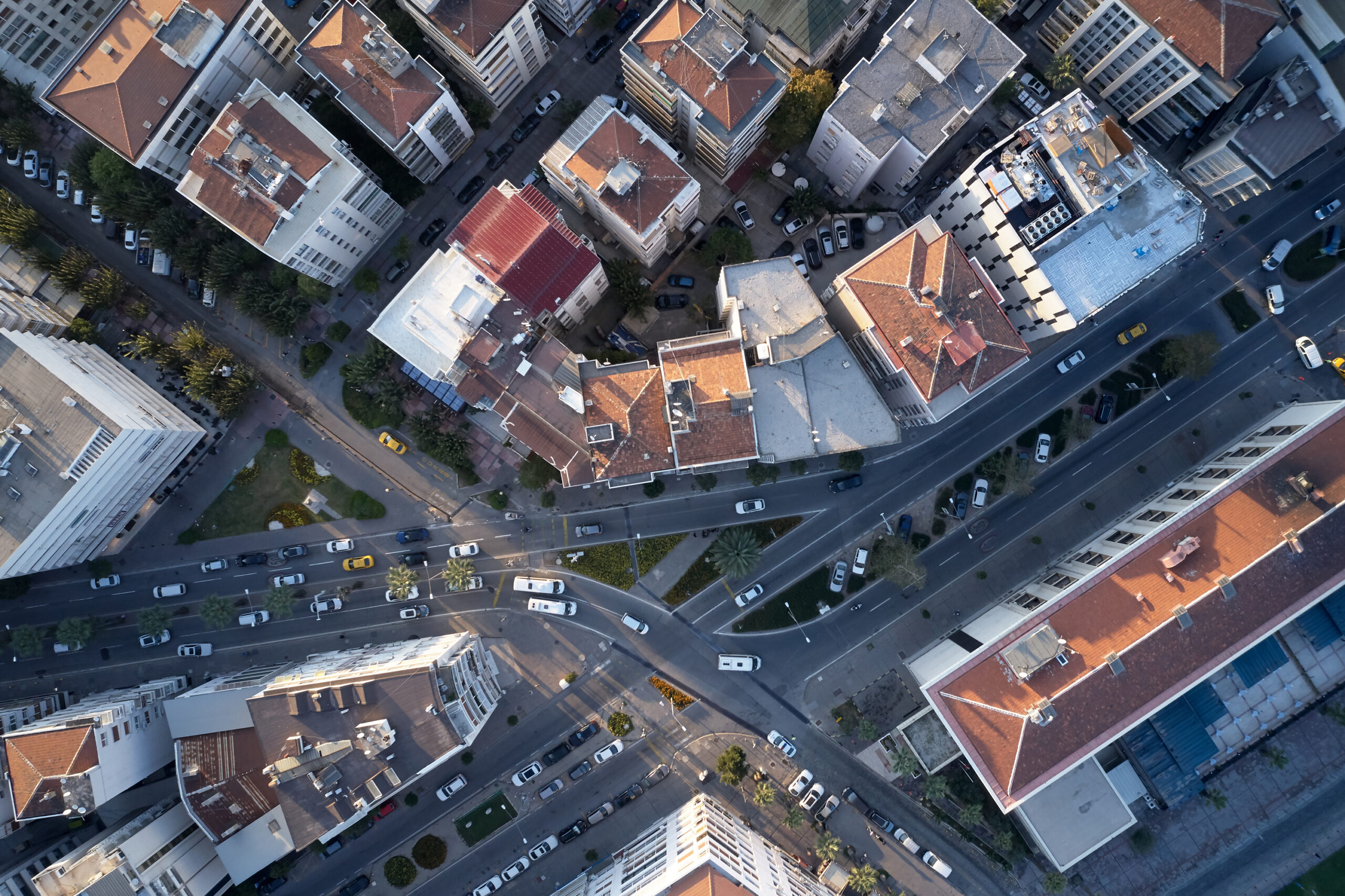 top view of european modern architecture of resort town.